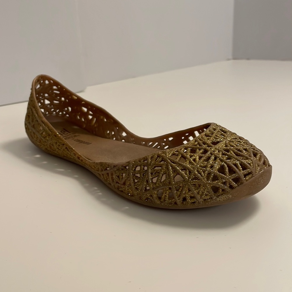 mel Dreamed by melissa + campana | Kids' zig zag flat ballet shoes in gold